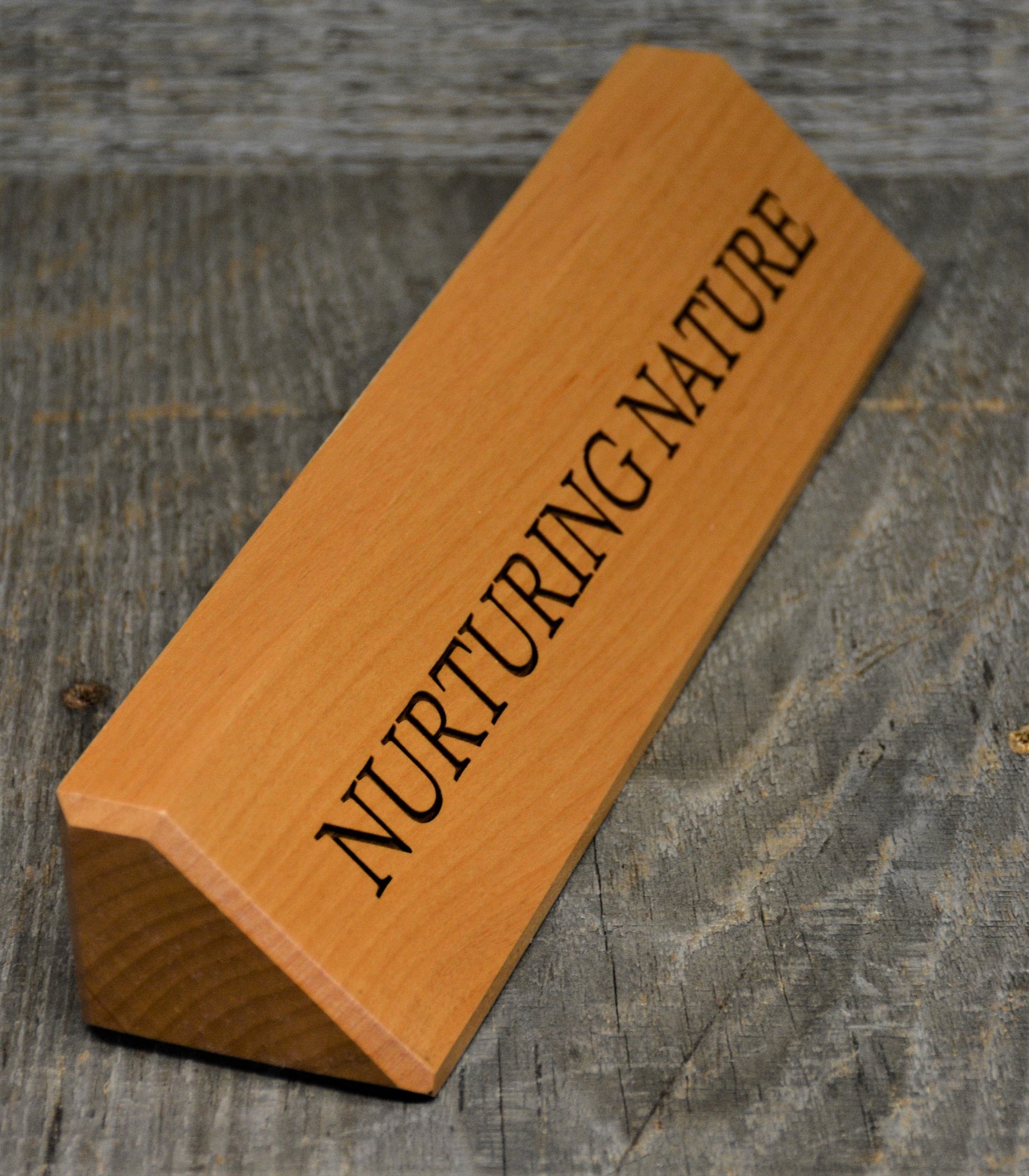 Desk Name Plate Alder Wood.