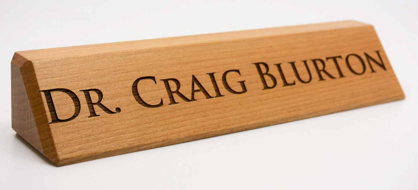 Desk Name Plate Alder Wood.