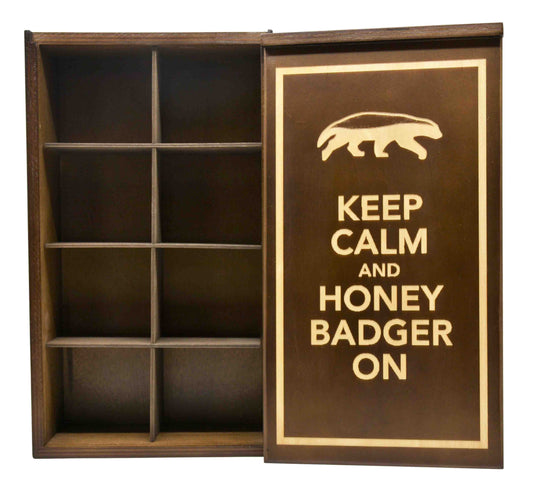 Custom Engraved Wooden Tea Boxes - Walnut Stain 8 Sections.