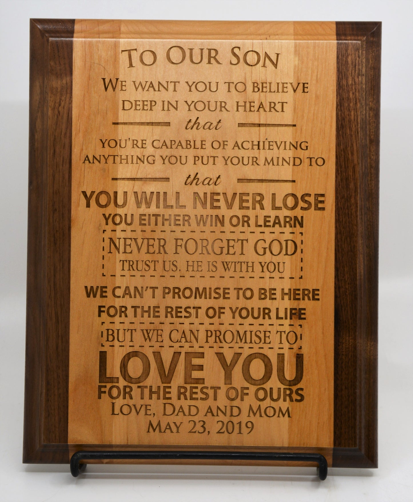 To My Son/Daughter Two Tone Wooden Plaque.