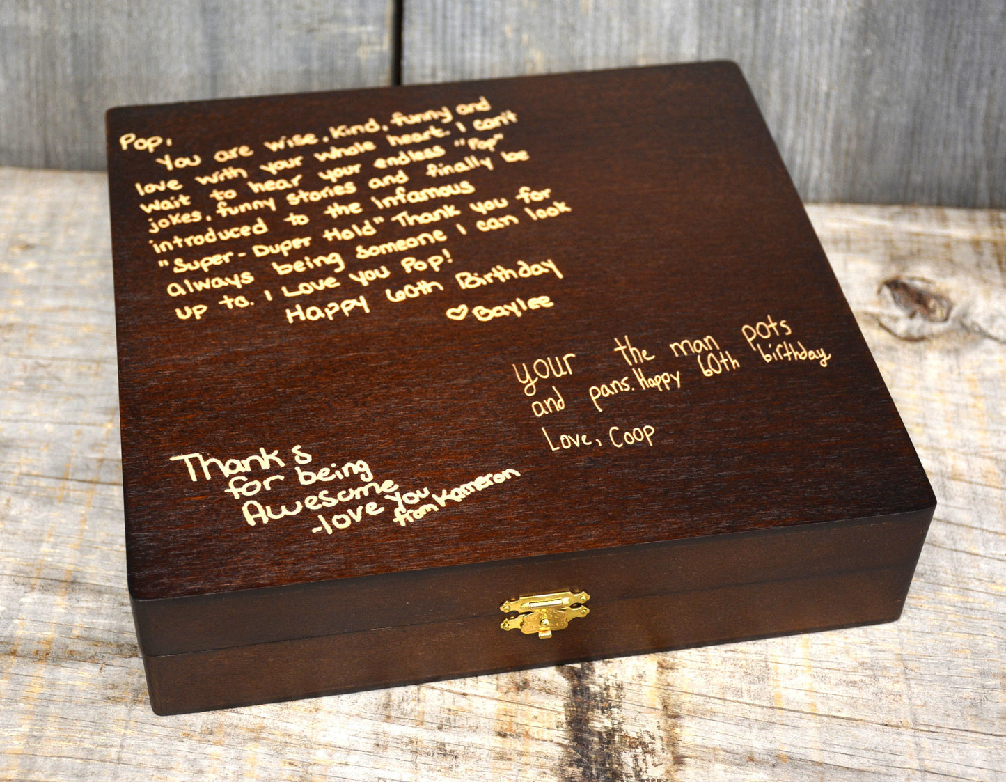 Handwriting Engraved into Premium Wooden Gift Box.