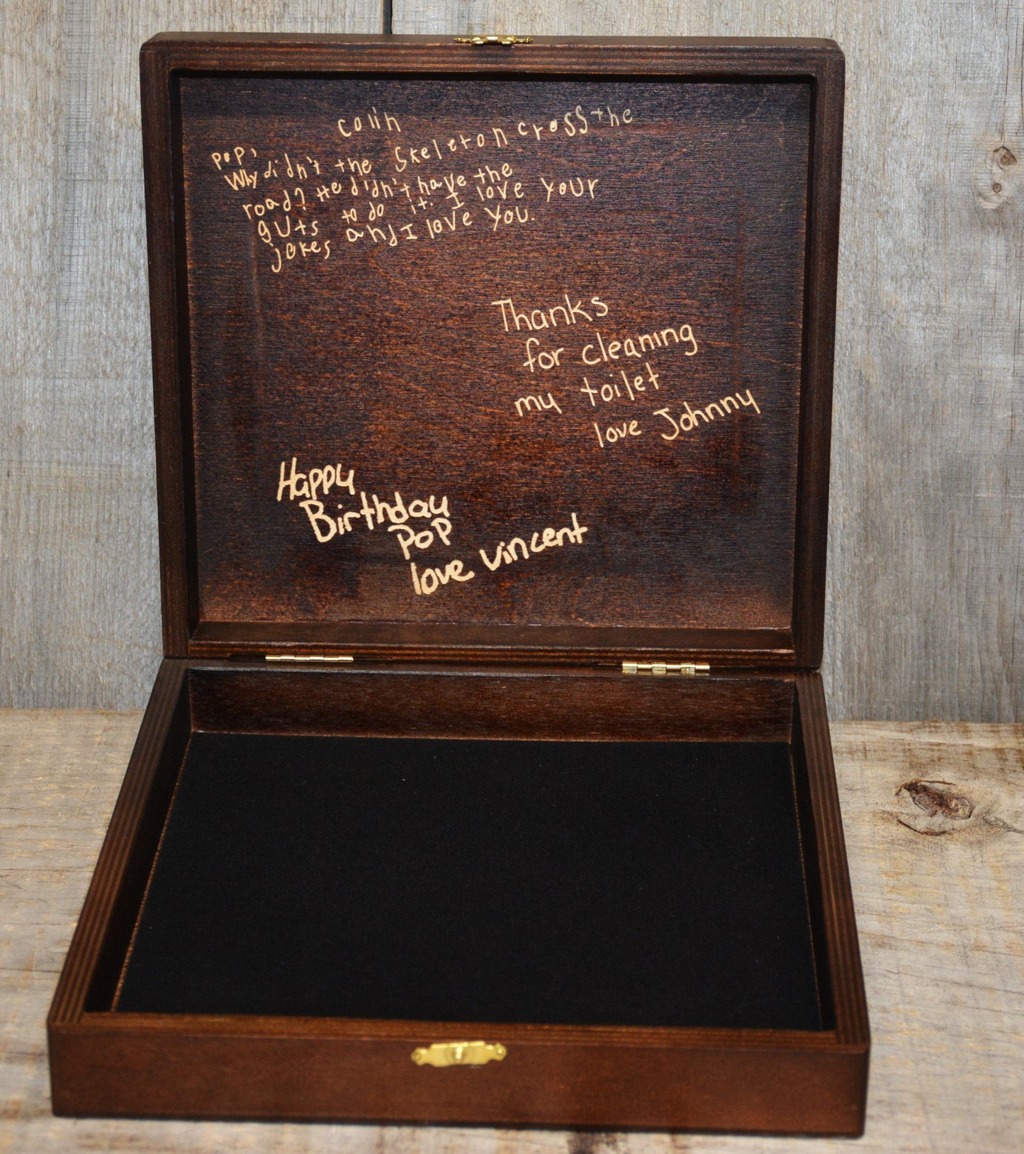 Handwriting Engraved into Premium Wooden Gift Box.