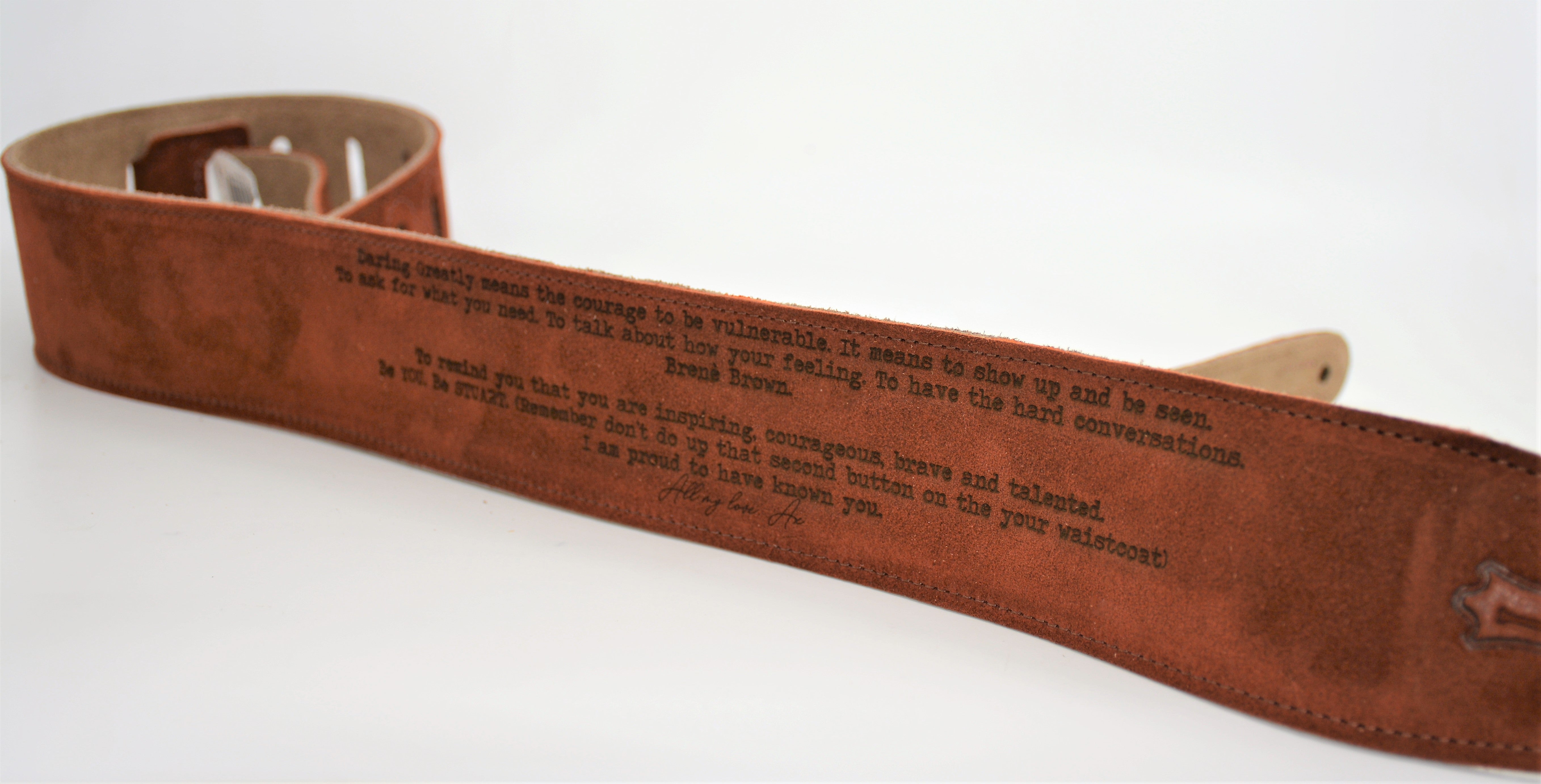 Suede Leather Guitar Straps Rust Colour.