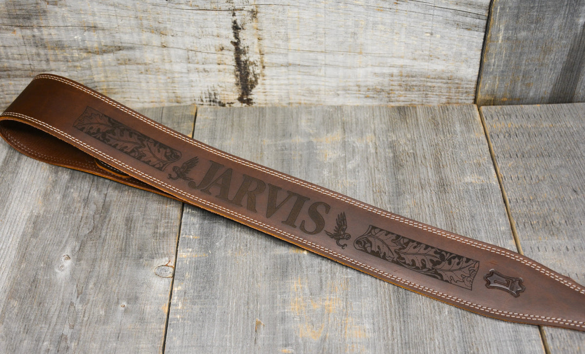 Double Stitch Butter Leather Guitar Straps.