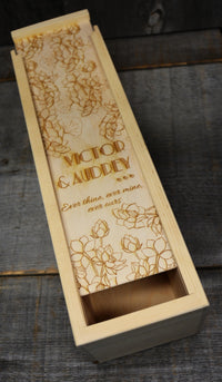 Custom Engraved Pine Wine Boxes - Design 27 Floral Design.
