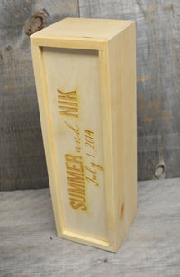 Custom Engraved Pine Wine Boxes - Design 29 Names and Date.