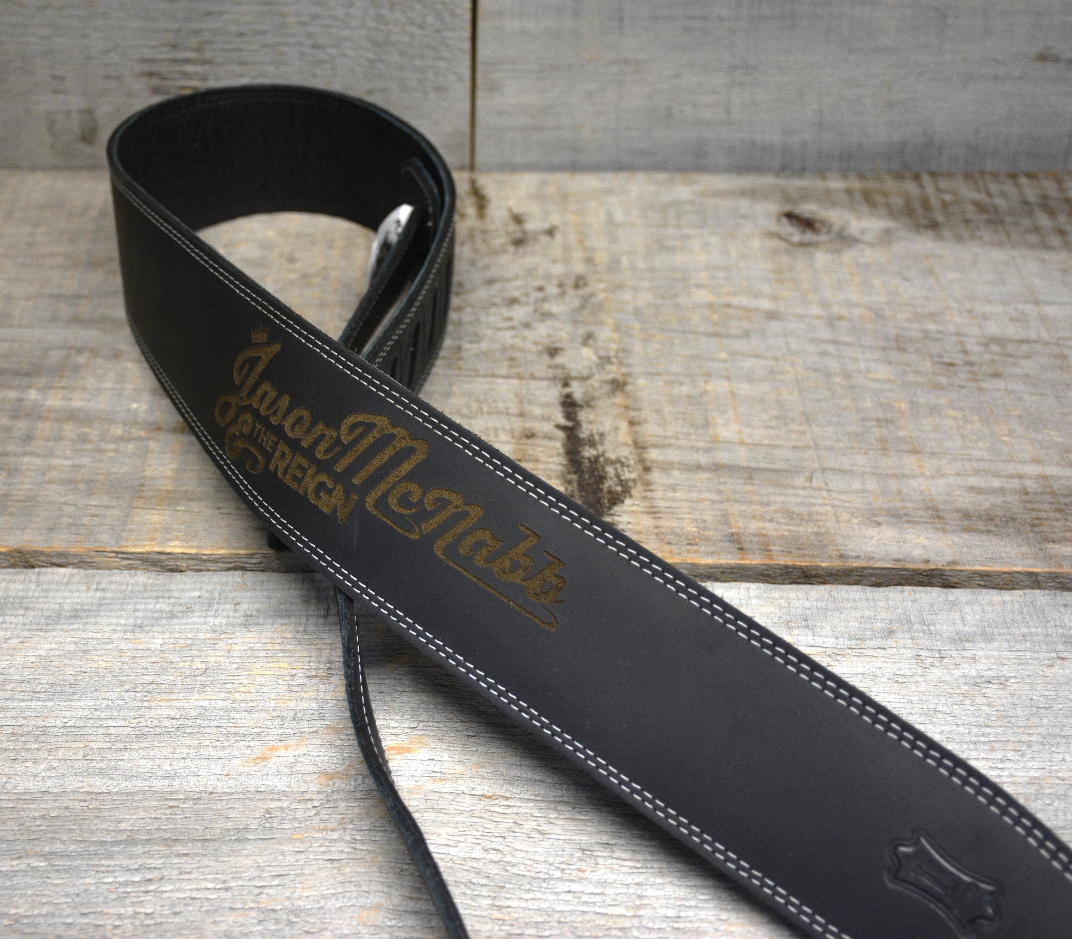 Double Stitch Butter Leather Guitar Straps.