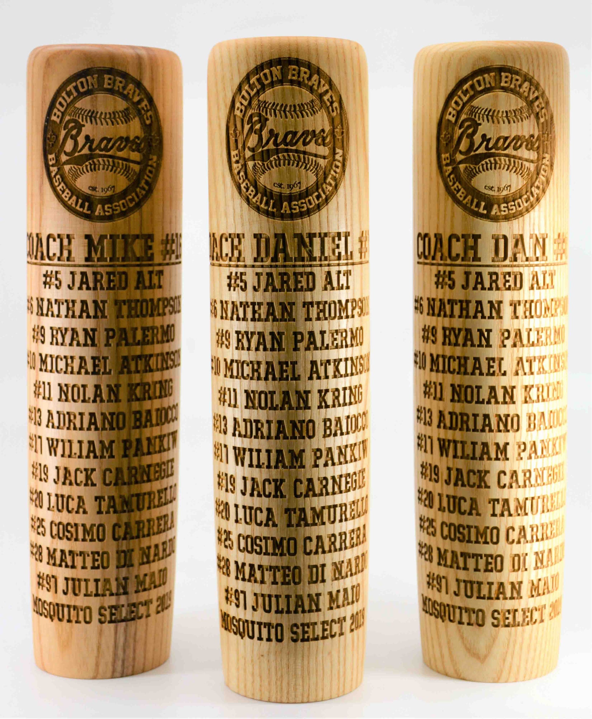 Baseball Bat Mugs - Custom Engraved 12oz.