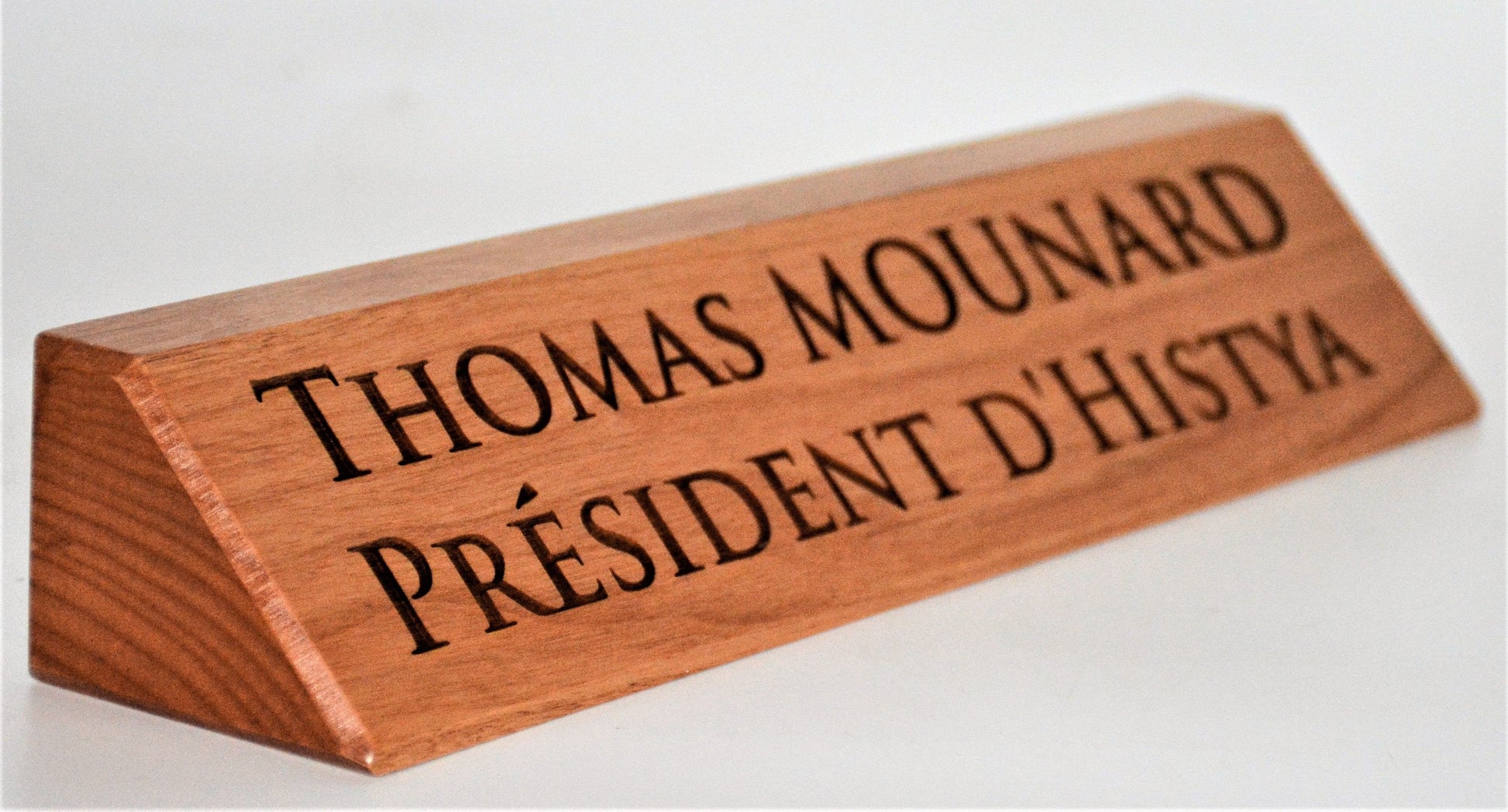 Desk Name Plate Alder Wood.