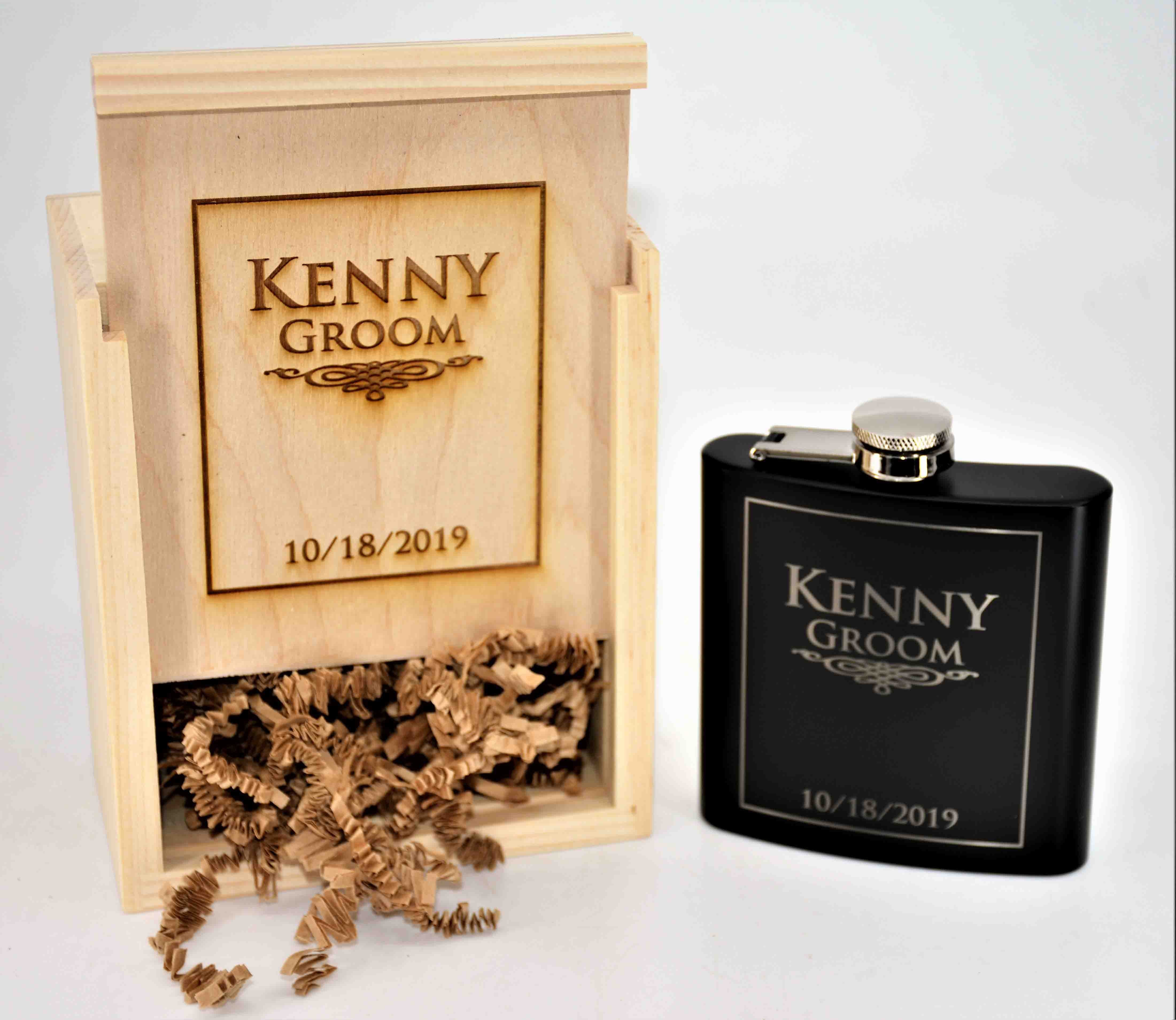 Custom Engraved Flask - 3 lines of Text.