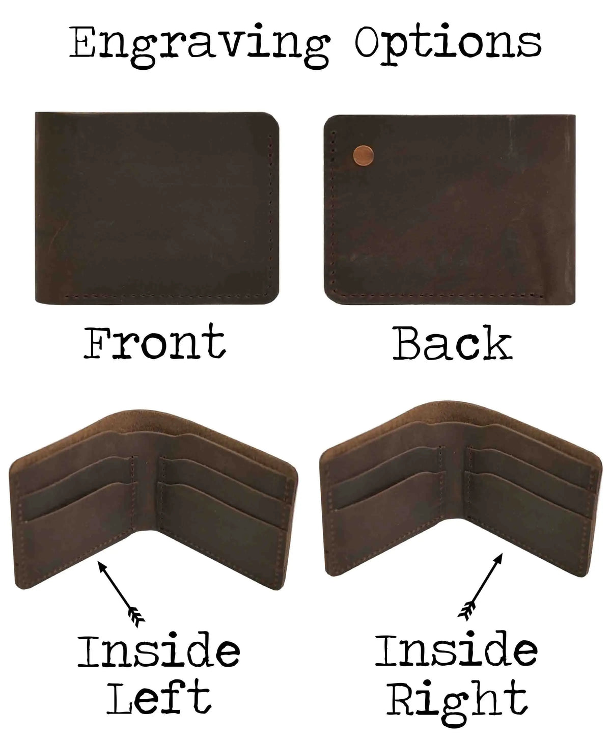 Wallet Bi-Fold Premium Leather Engraved With Inner Slots for Cards.