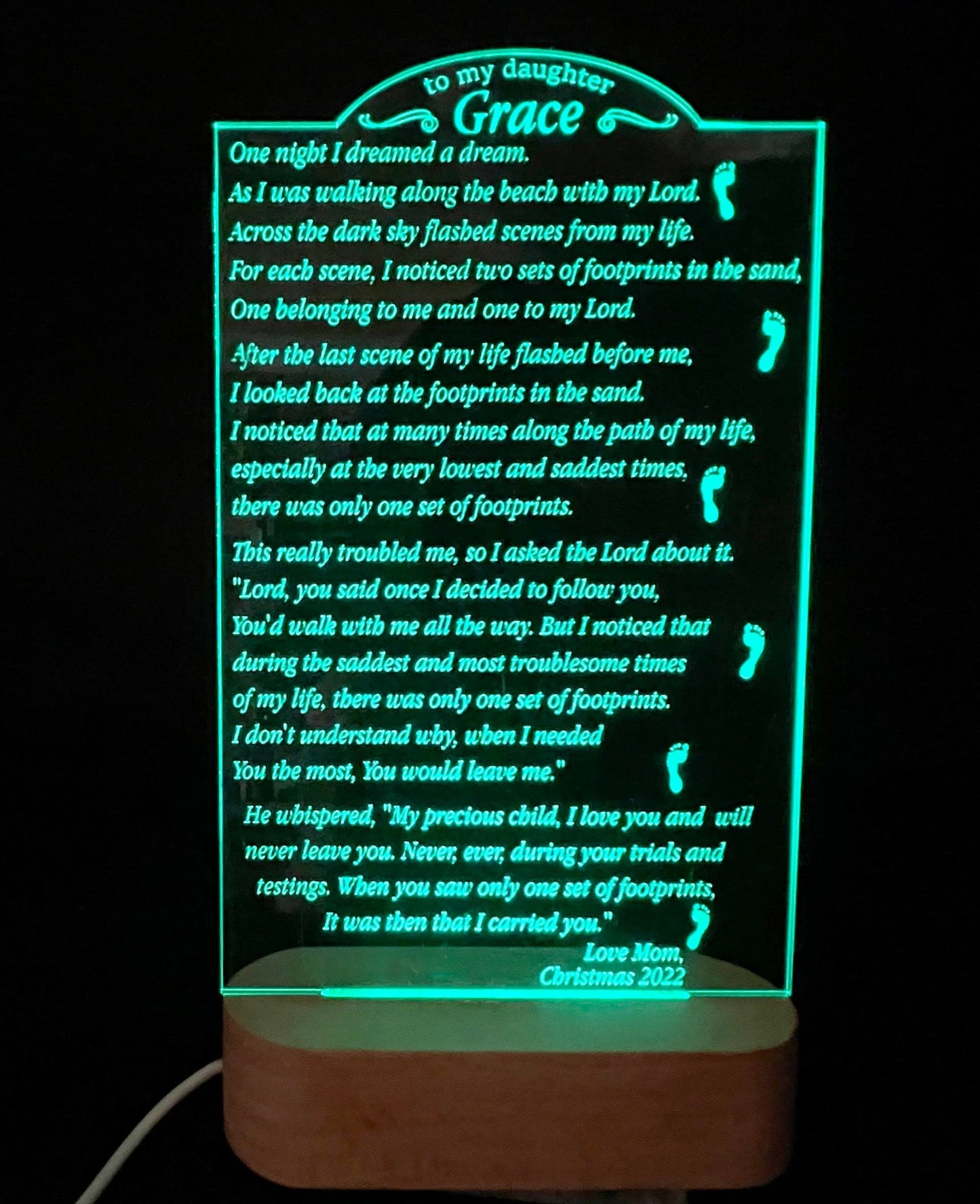 Footprints in the Sand Custom Light sign.