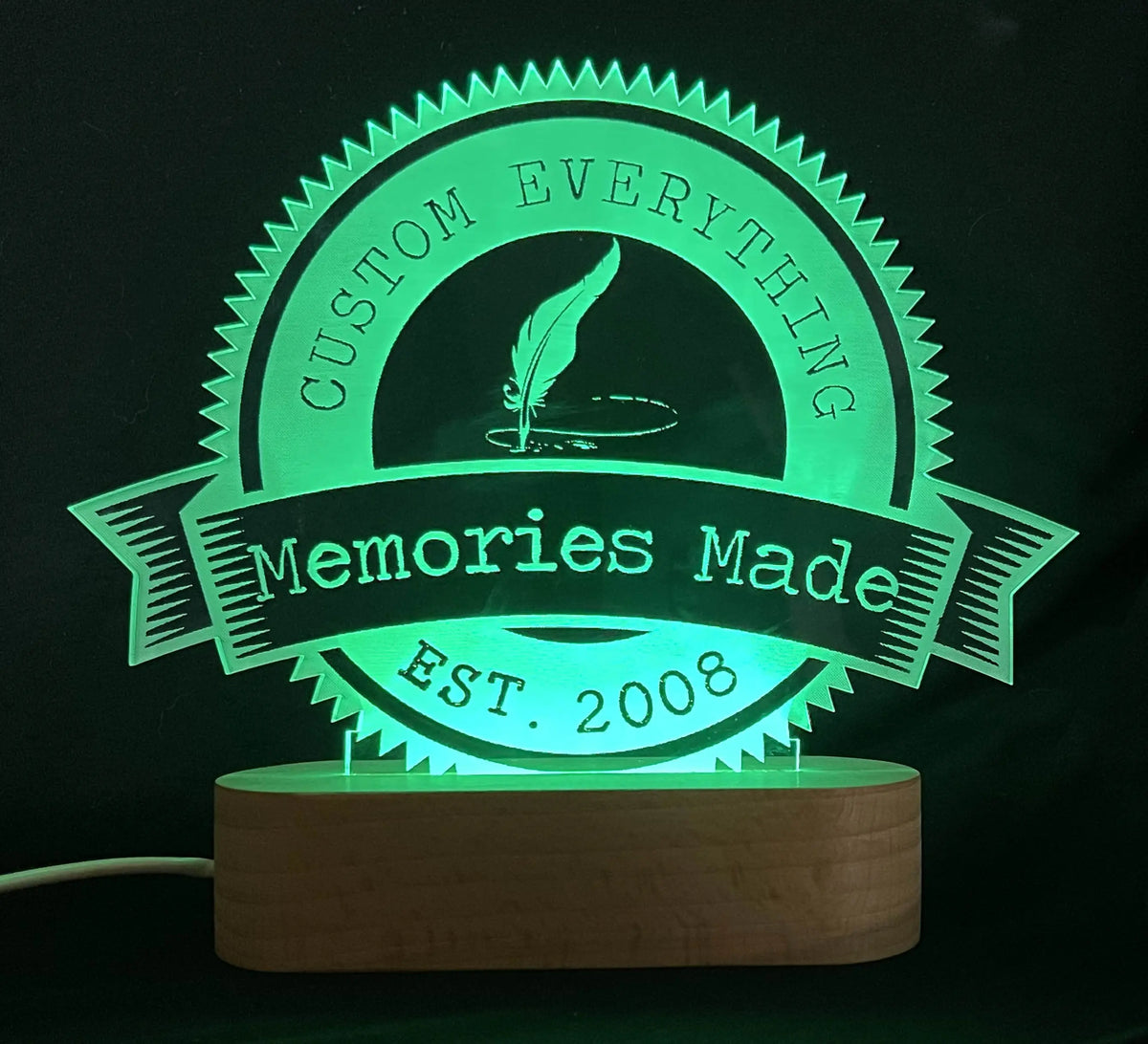 Custom Logo, Text and/or Graphic LED Light Sign - 7 Colours - Memories Made Custom