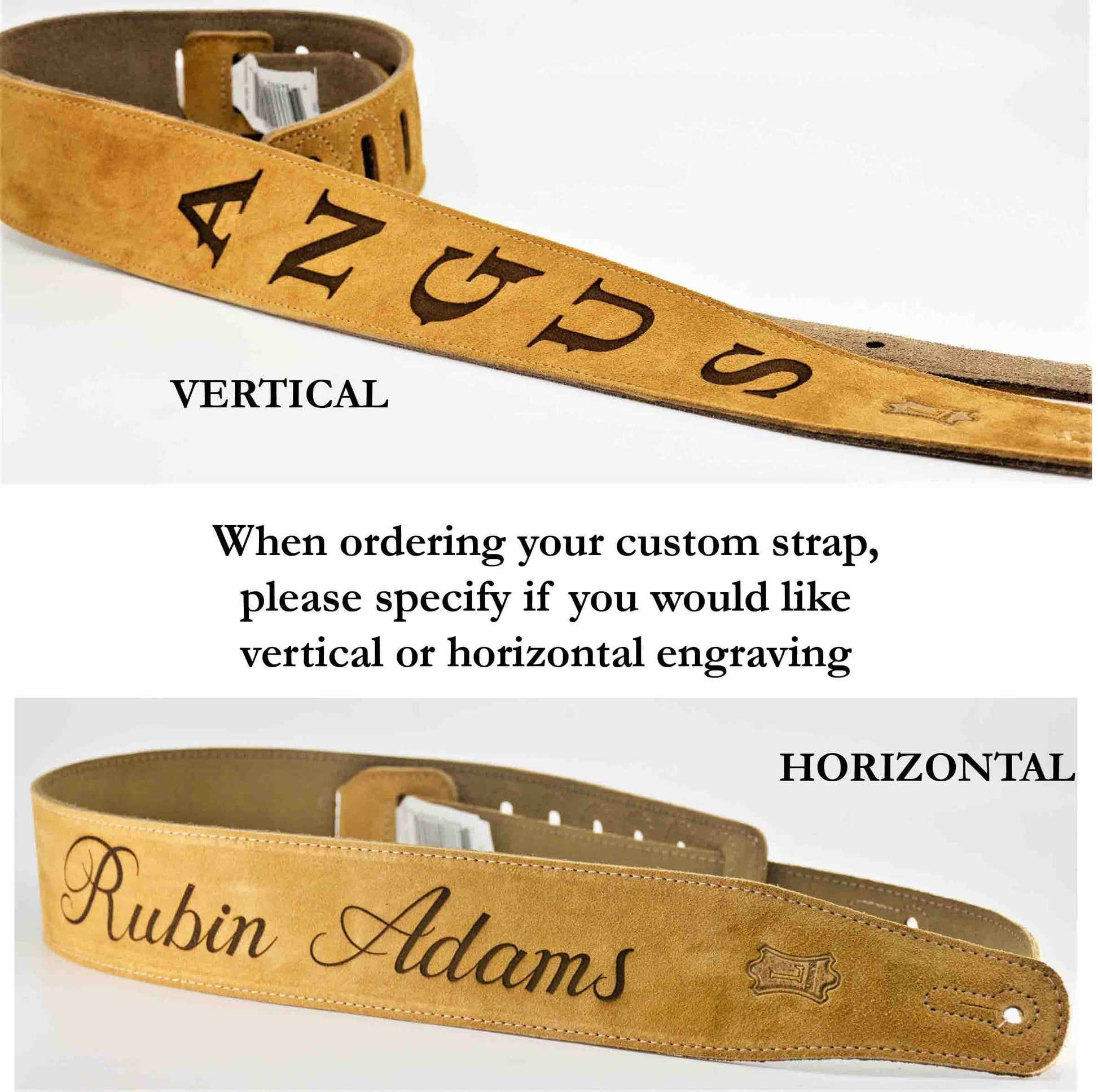 Suede Leather Guitar Straps Tan Colour.