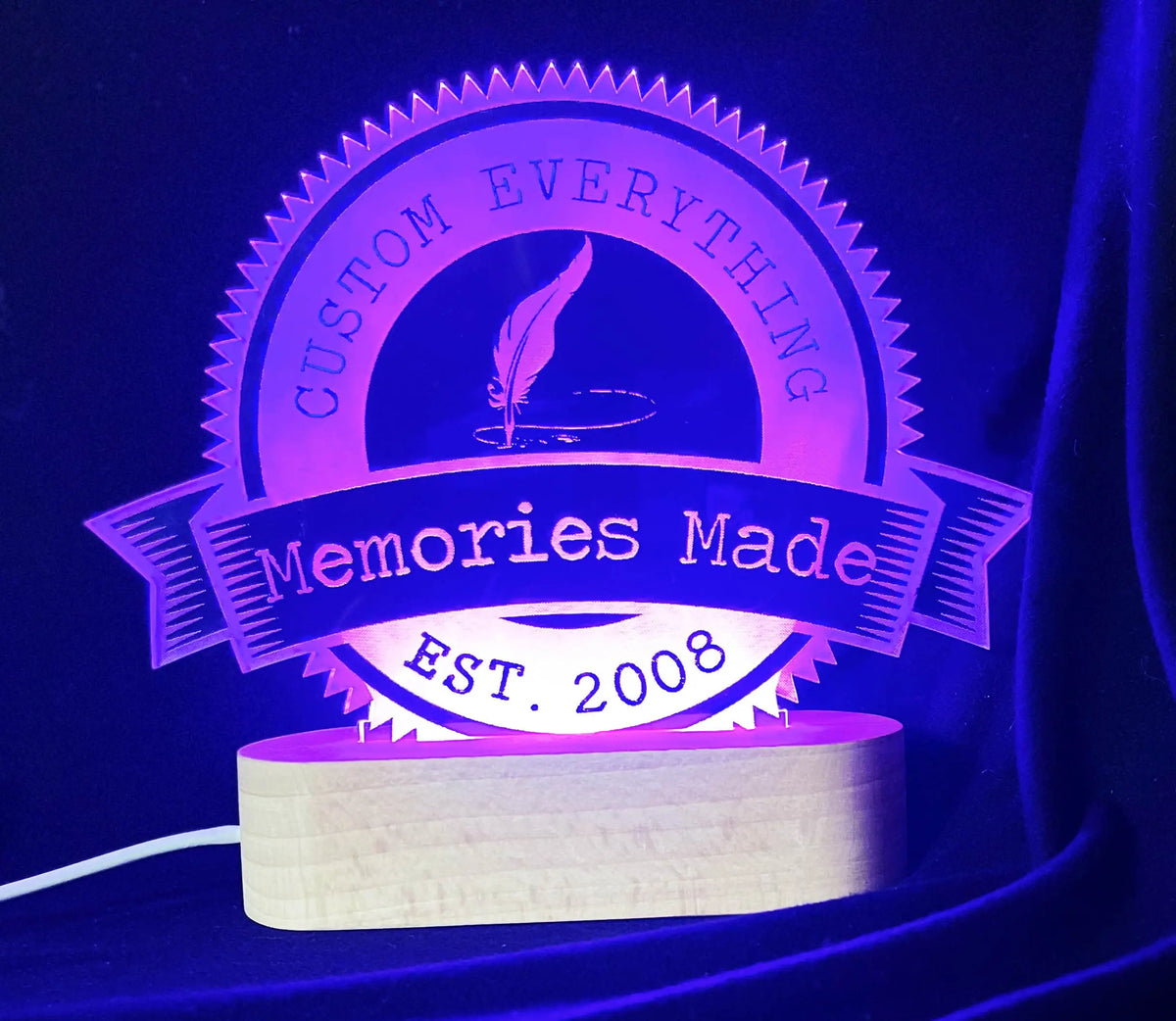 Custom Logo, Text and/or Graphic LED Light Sign - 7 Colours - Memories Made Custom