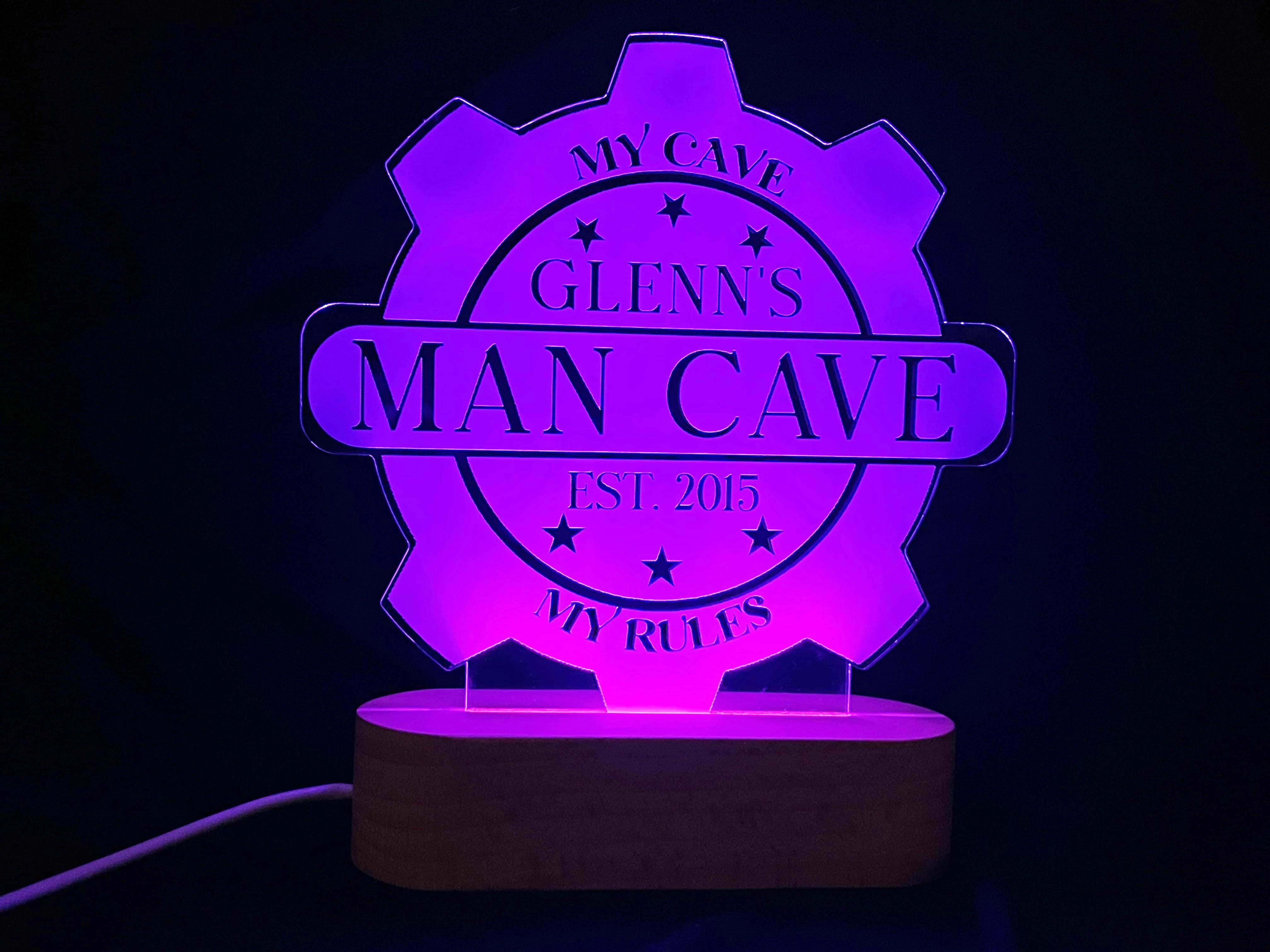 Man Cave LED Light Sign - 7 Colours.