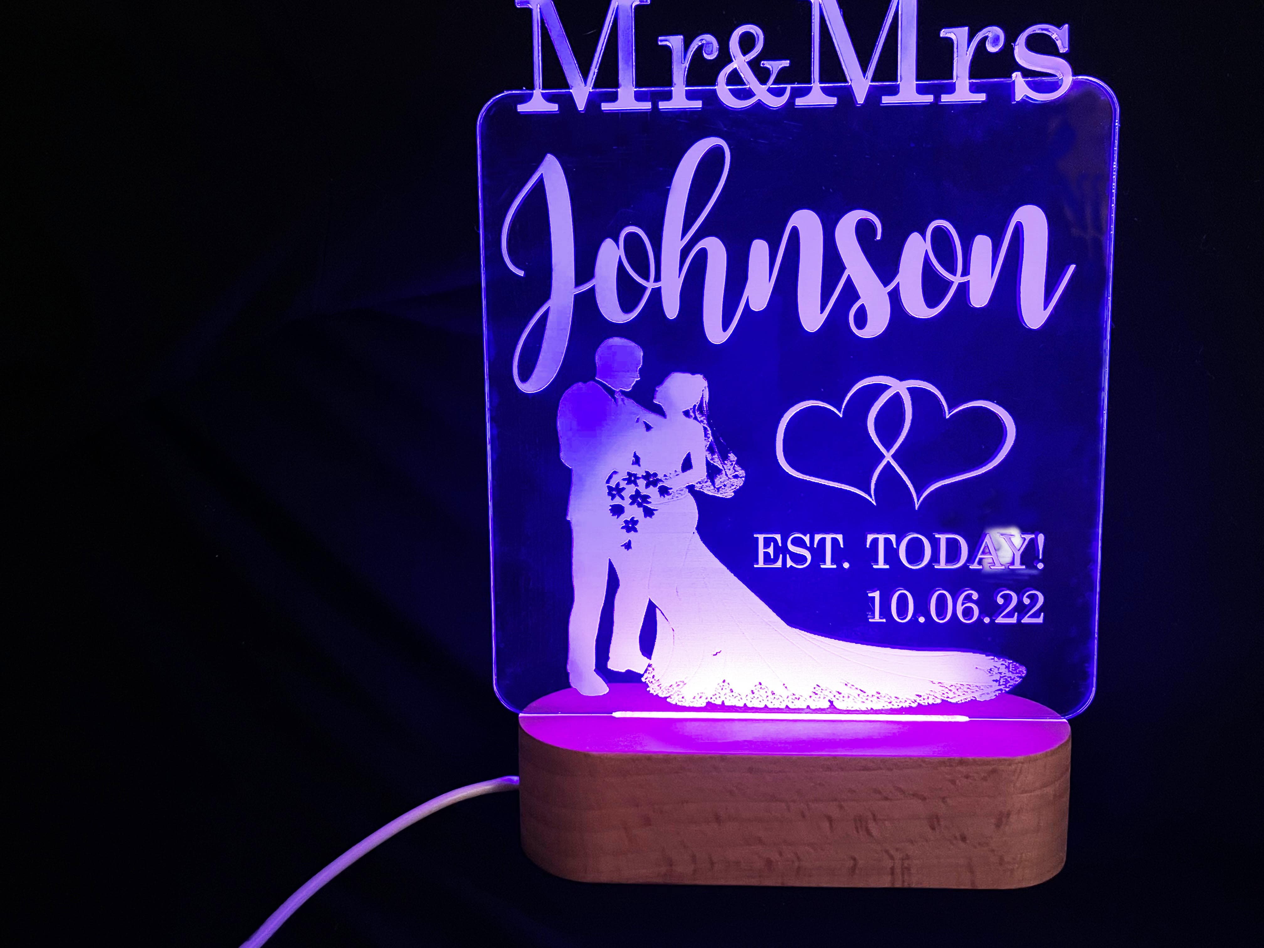 Mr and Mrs Wedding LED Sign - 7 Colour.