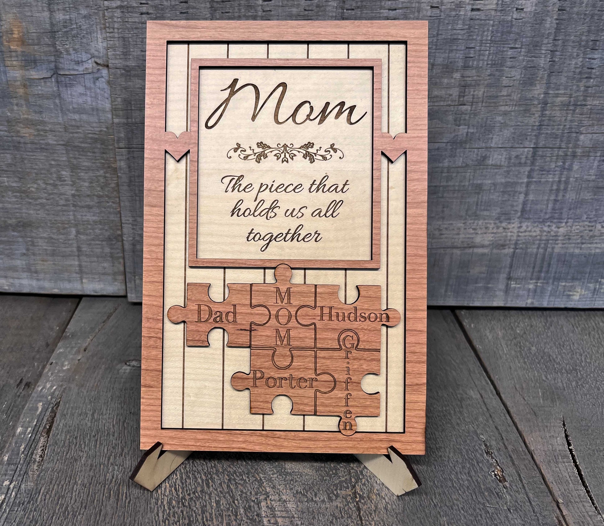 "The  Piece that Holds us Together" Wooden Puzzle Sign.