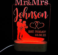 Mr and Mrs Wedding LED Sign - 7 Colour.