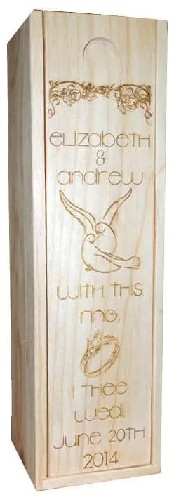 Custom Design Engraved Pine Wine Boxes.