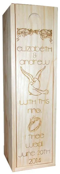 Custom Design Engraved Pine Wine Boxes.