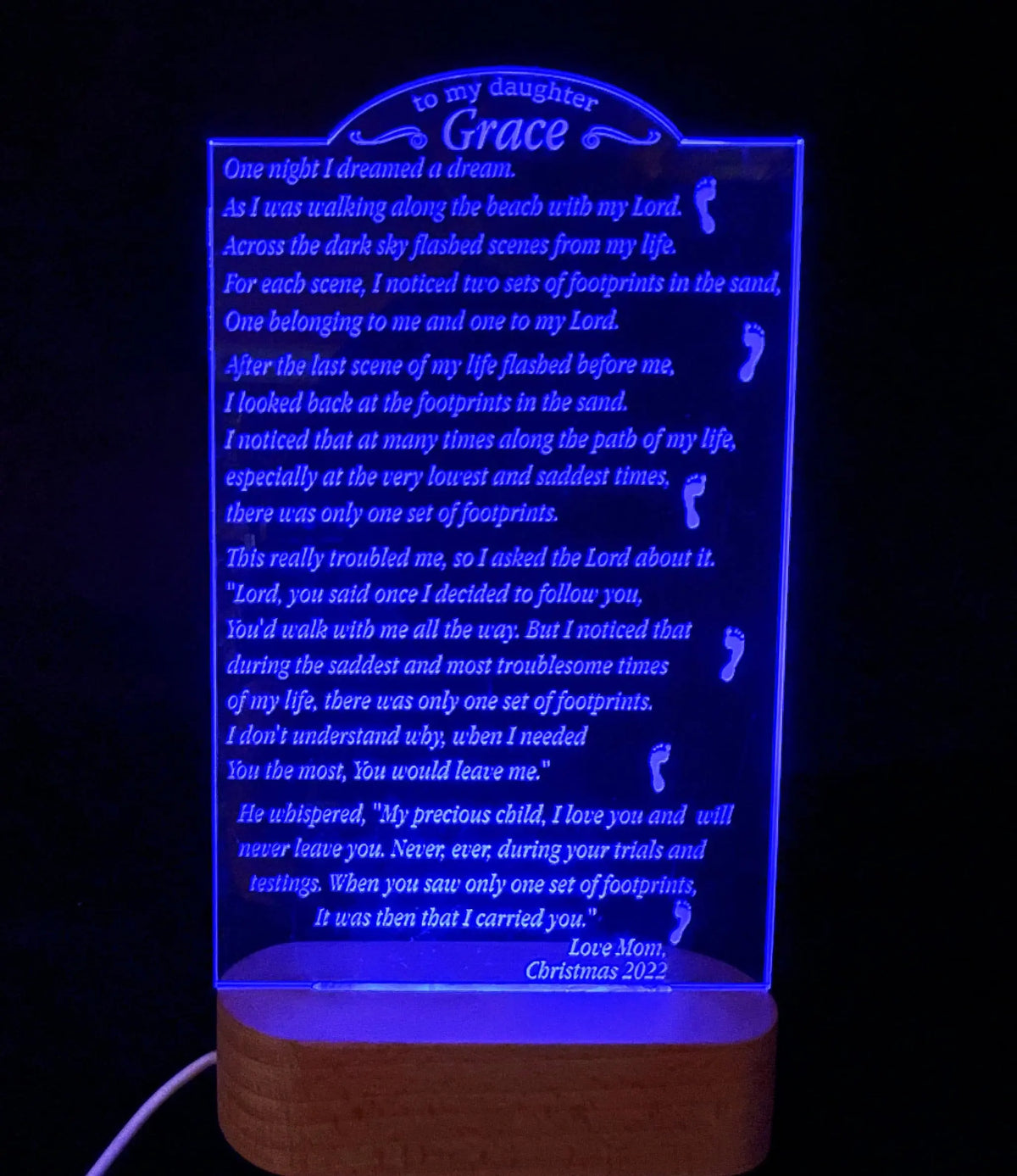 Footprints in the Sand Custom Light sign.