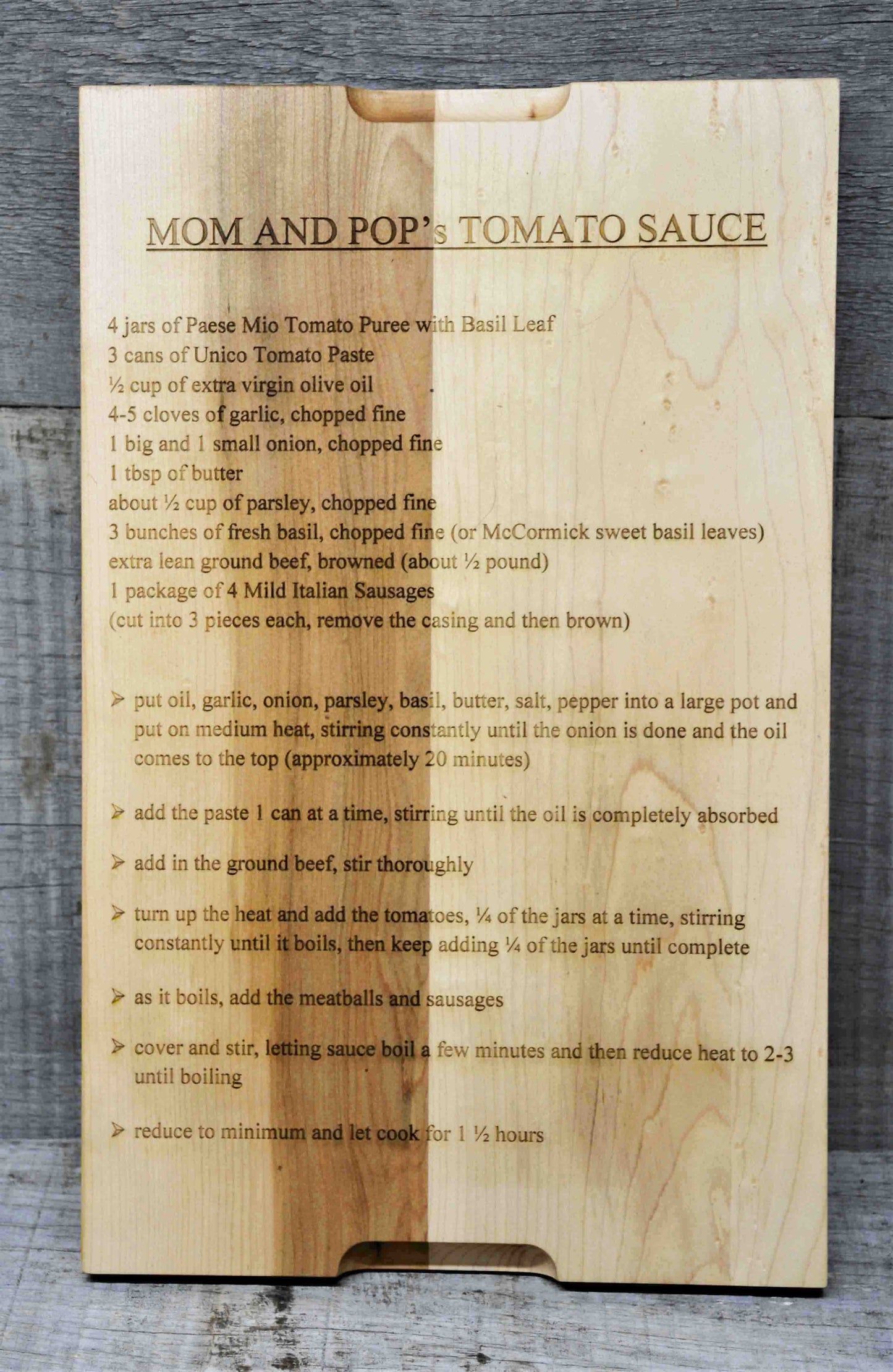 Maple Wood Cutting Board Family Recipe.