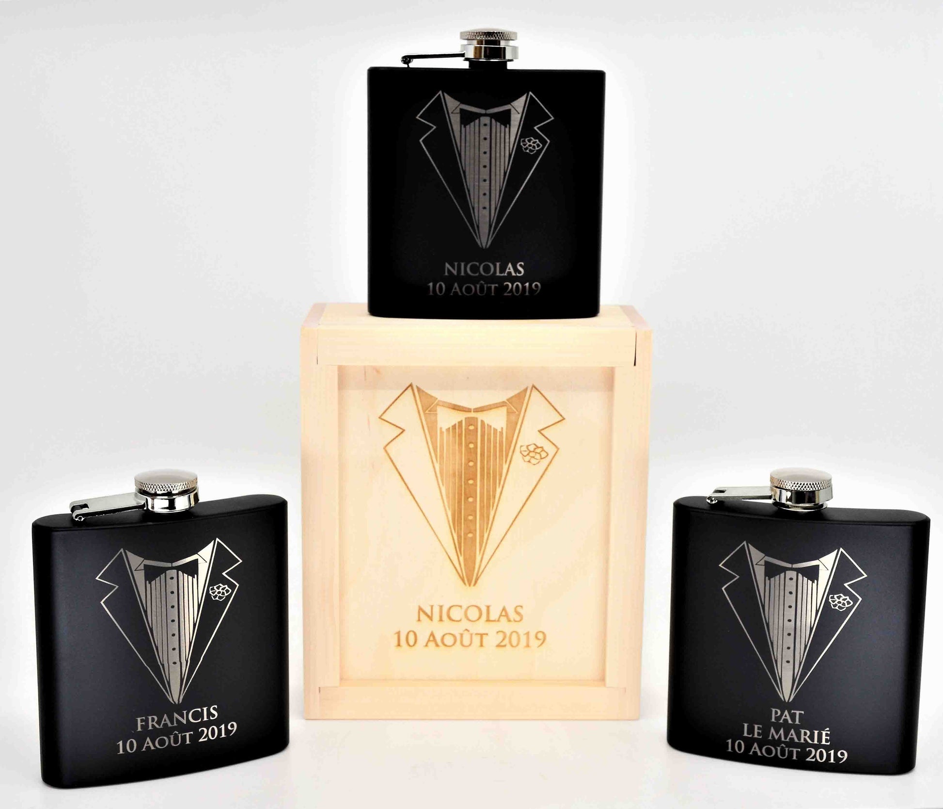 Custom Engraved Flasks Tuxedo Design 17.