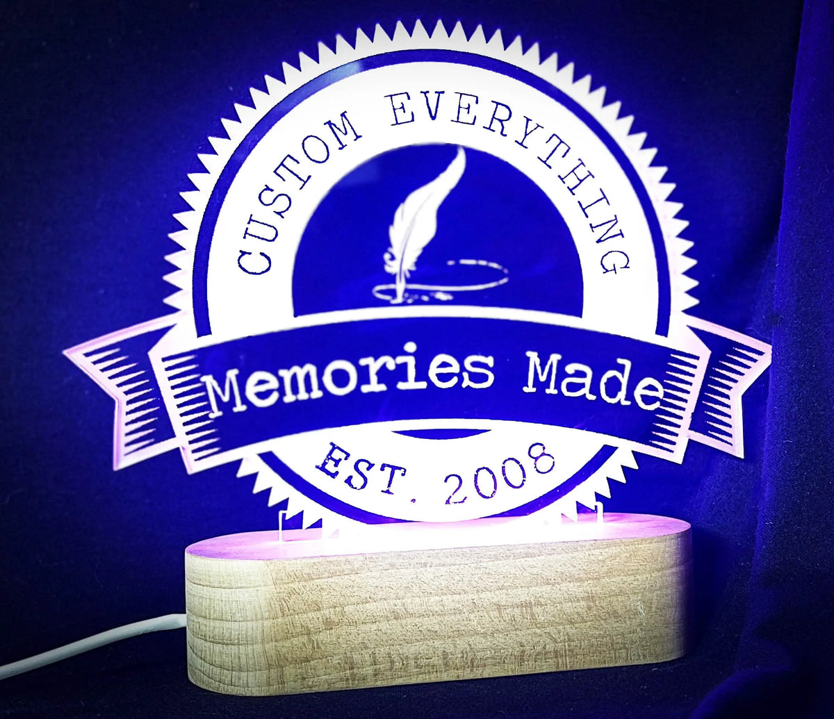Custom Logo, Text and/or Graphic LED Light Sign - 7 Colours - Memories Made Custom