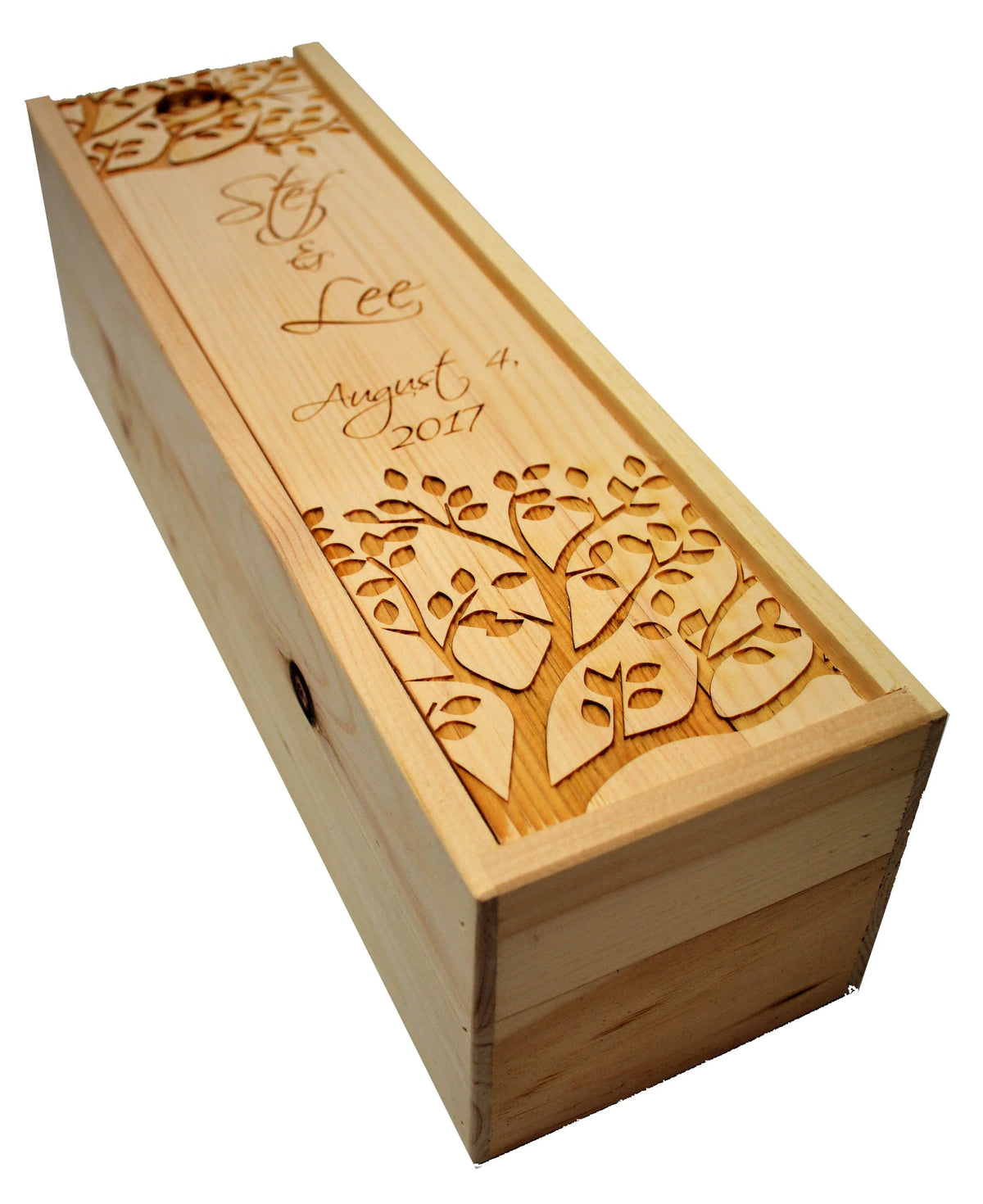 Custom Design Engraved Pine Wine Boxes.