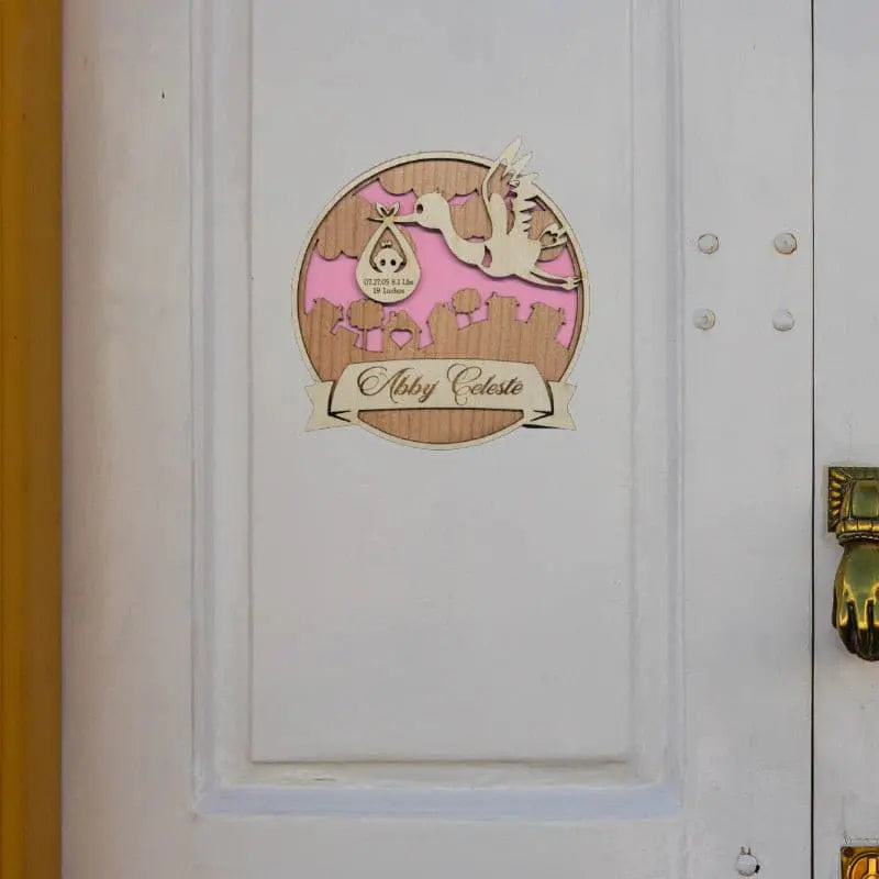 Baby Birth Stork Announcement Custom Sign.