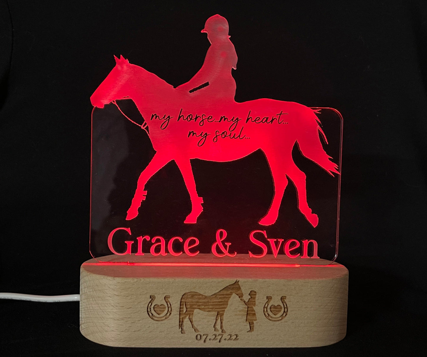 Horse and Girl LED Sign - 7 Colours.