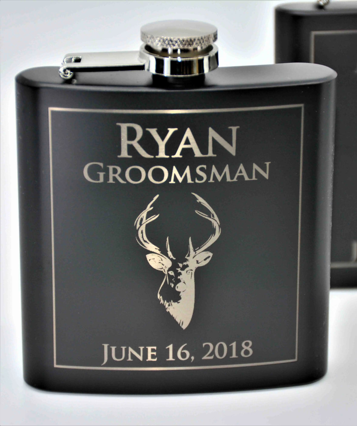 Custom Engraved Flask Deer Design 11.