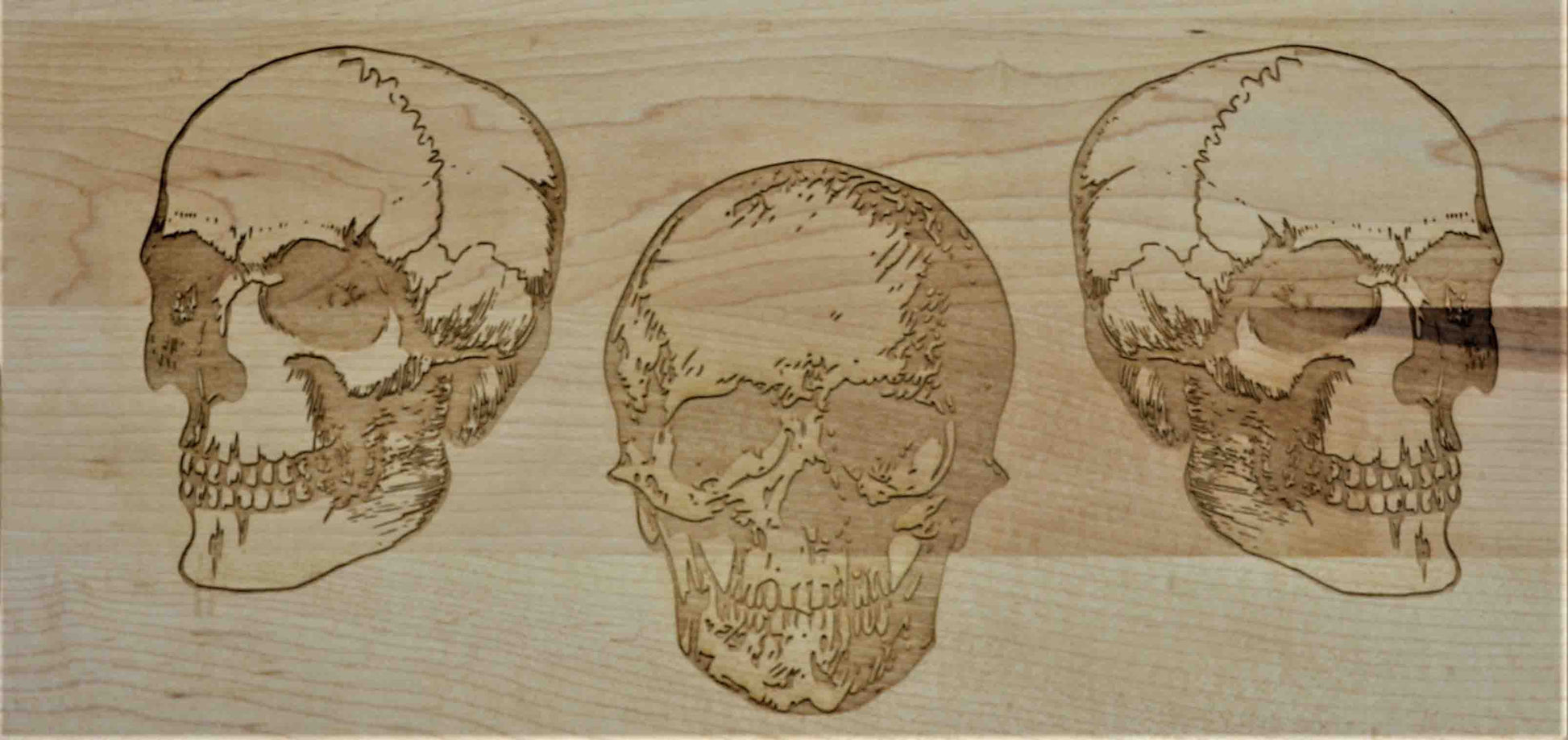 Custom Solid Maple Cutting Board Skulls Design 69.