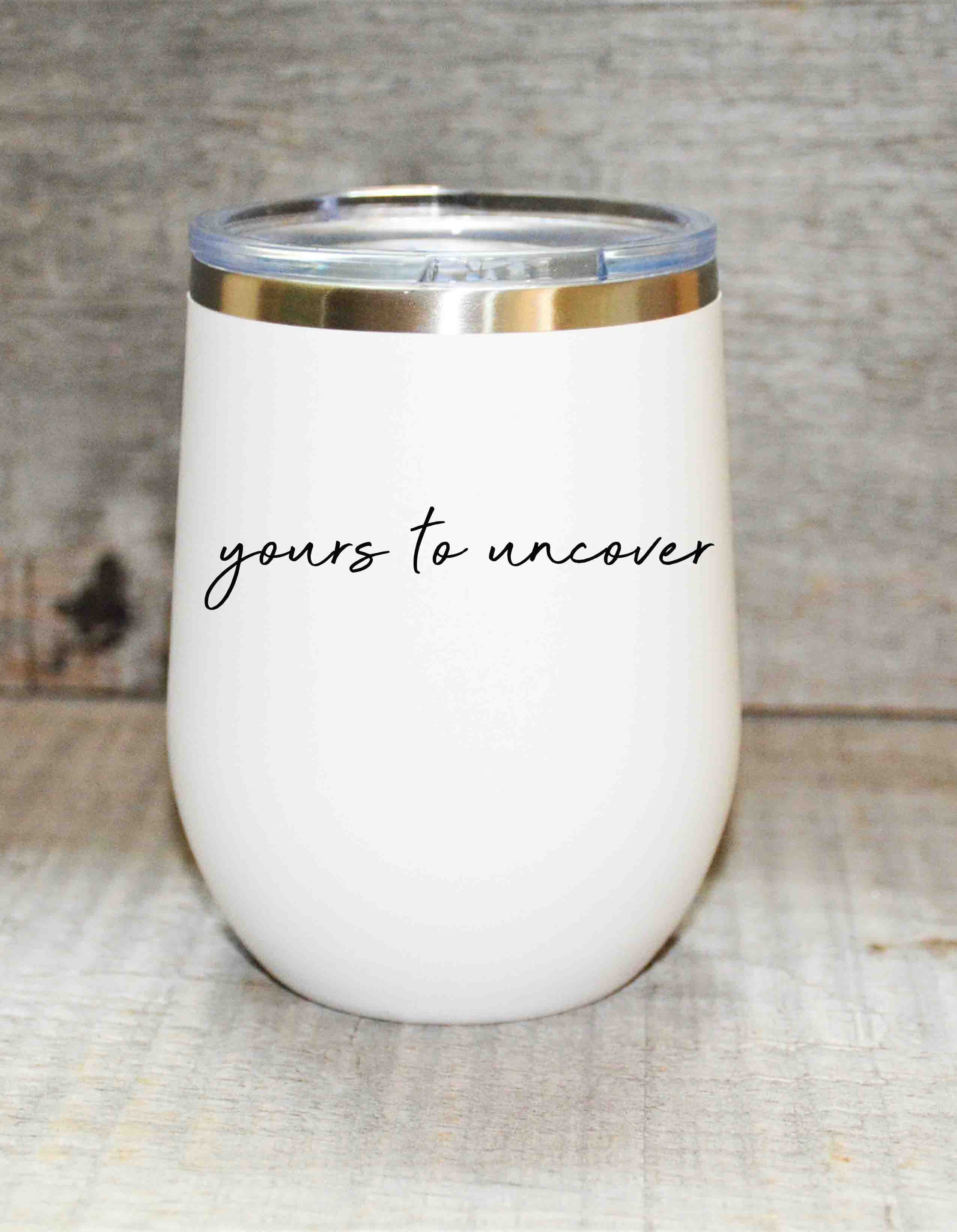 Your Name or Text Any Font Stainless Steel 12OZ Wine Tumbler - Stemless Wine Glass.